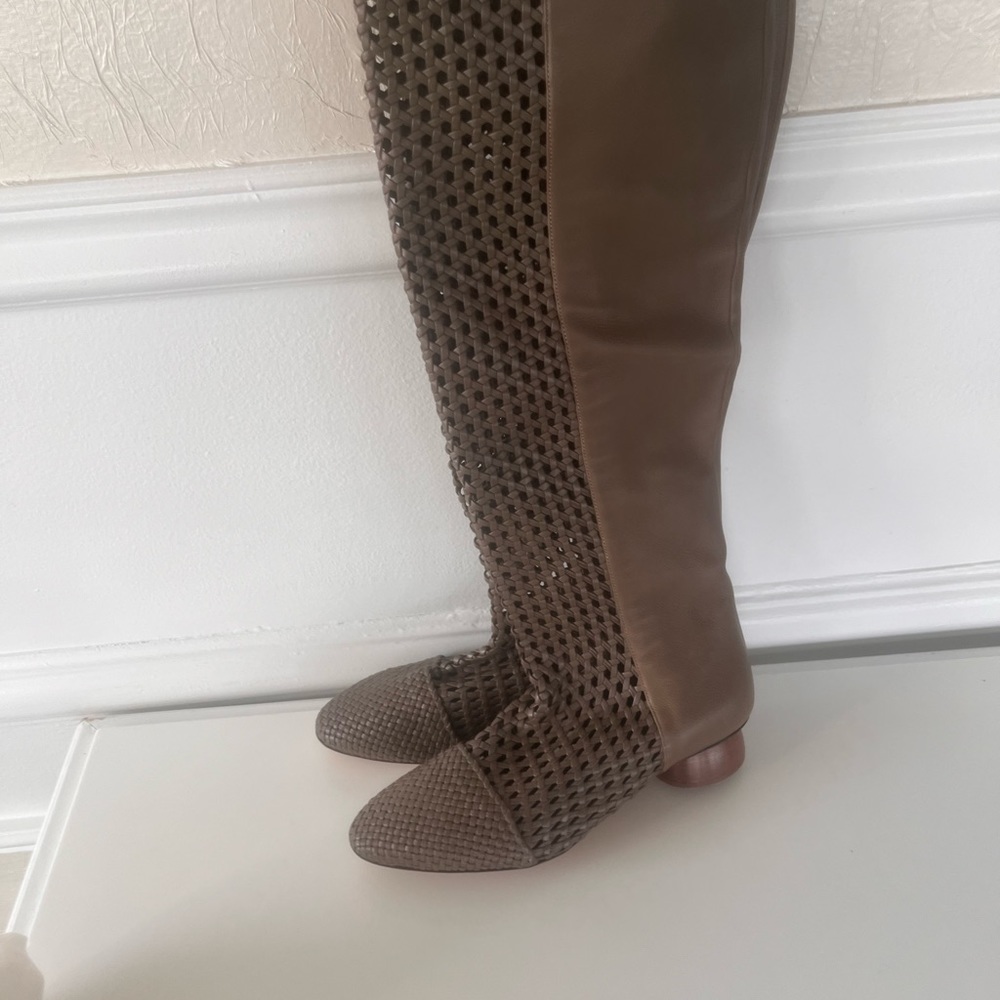 Ferragamo knee high cut out boots size 7c. New